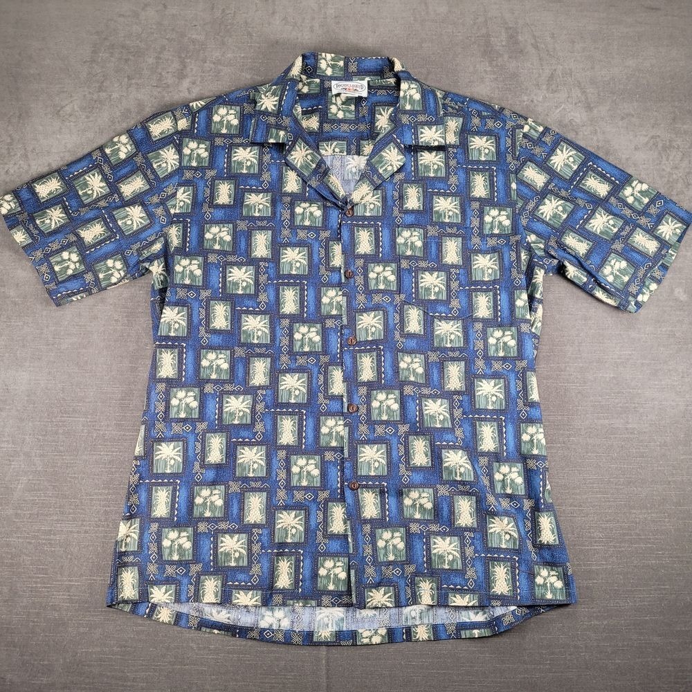 Pacific Legend Hawaiian Shirt Palm Tree Pineapple Print Aloha‎ Beach Casual XL